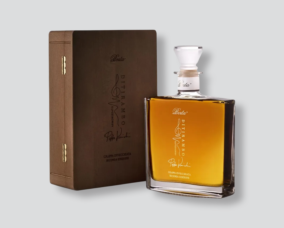 grappa Ditirambo
Berta distilleria
grappa invecchiata
distillato premium
grappa di lusso
bottiglia Berta
grappa da meditazione
regalo
regalo di natale